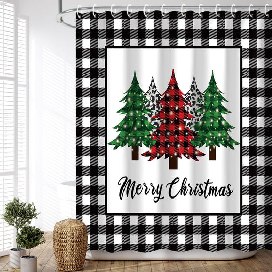 Merry Xmas Tree Bathroom Decor, 72''W X 72''H