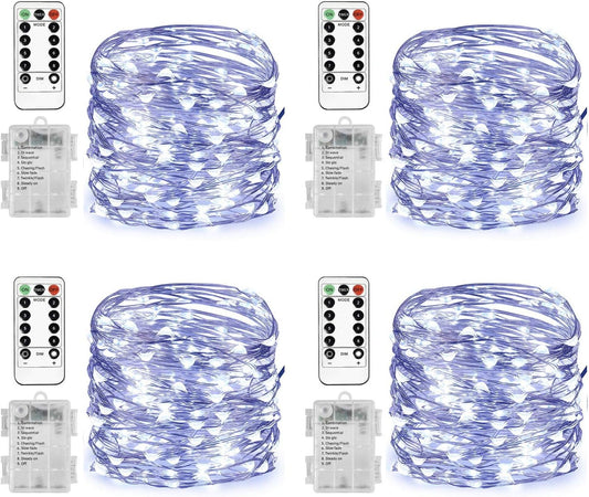 Homemory 4 Pack 20 Ft 60 LED Fairy Lights