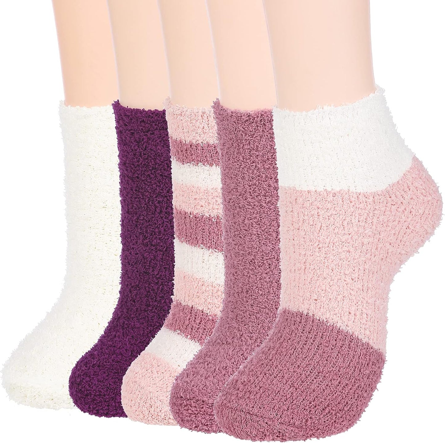 Zando Women'S Fuzzy Slipper Socks - Warm, Fluffy, Cozy Crew Socks for Winter