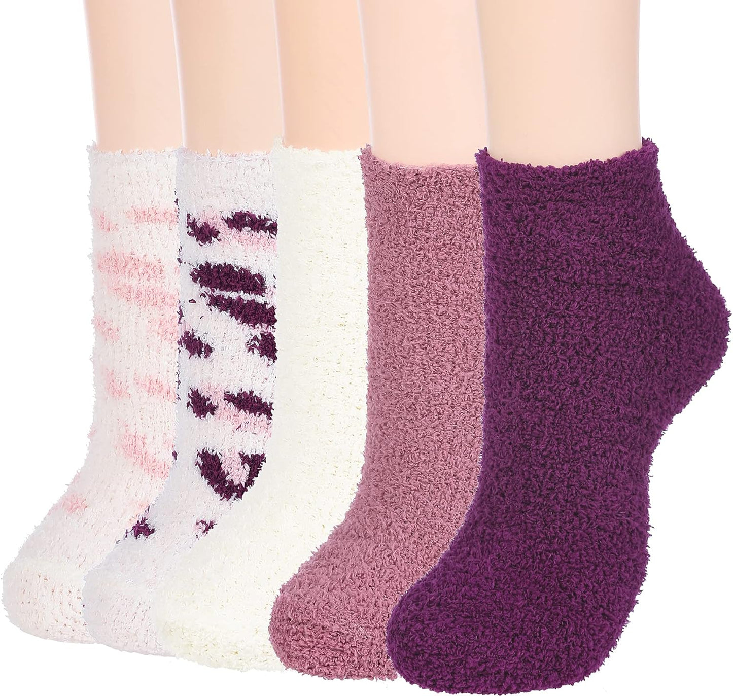 Zando Women'S Fuzzy Slipper Socks - Warm, Fluffy, Cozy Crew Socks for Winter