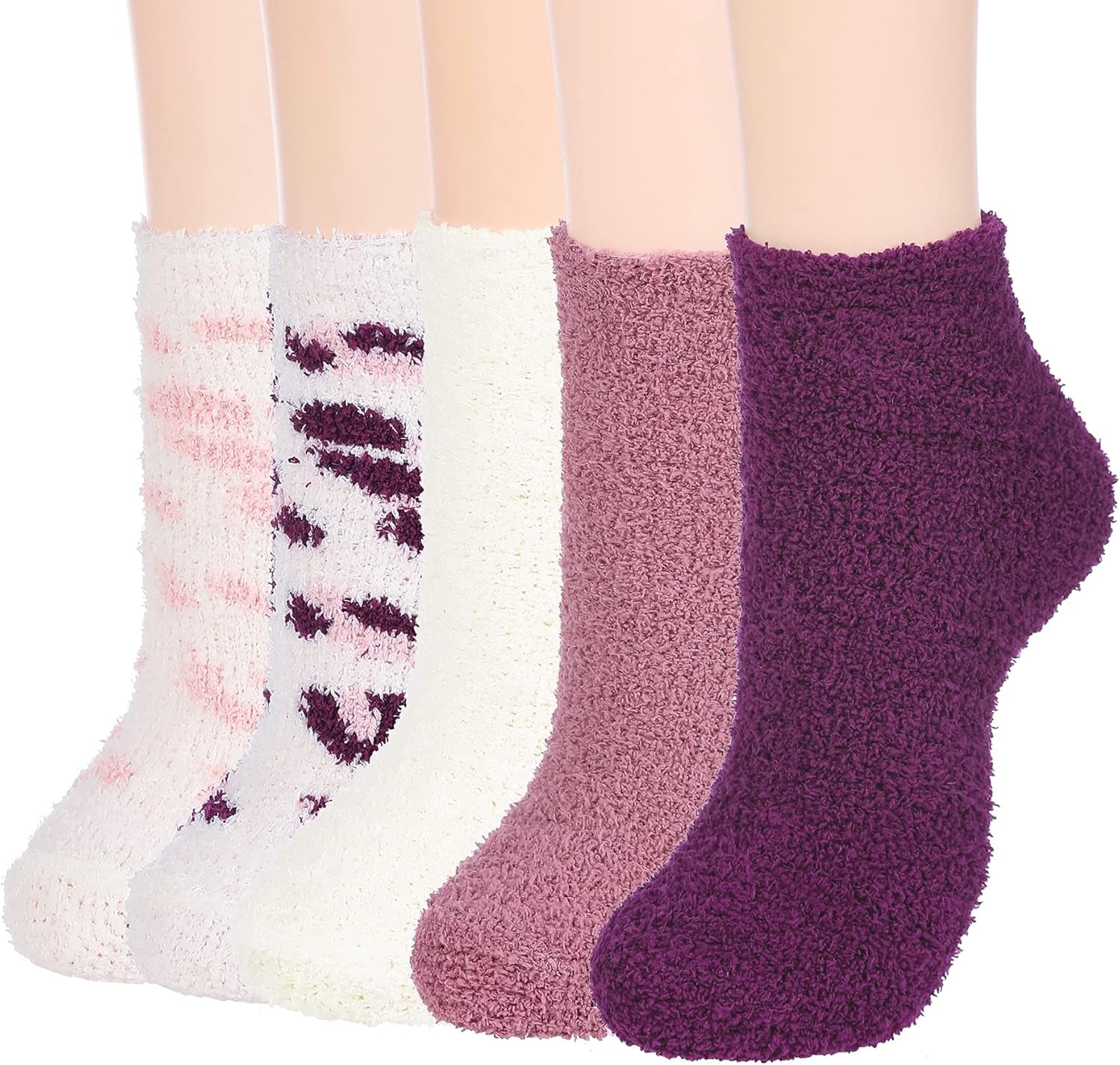 Zando Women'S Fuzzy Slipper Socks - Warm, Fluffy, Cozy Crew Socks for Winter