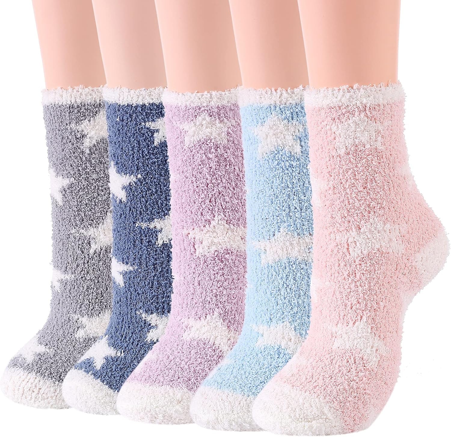 Zando Women'S Fuzzy Slipper Socks - Warm, Fluffy, Cozy Crew Socks for Winter