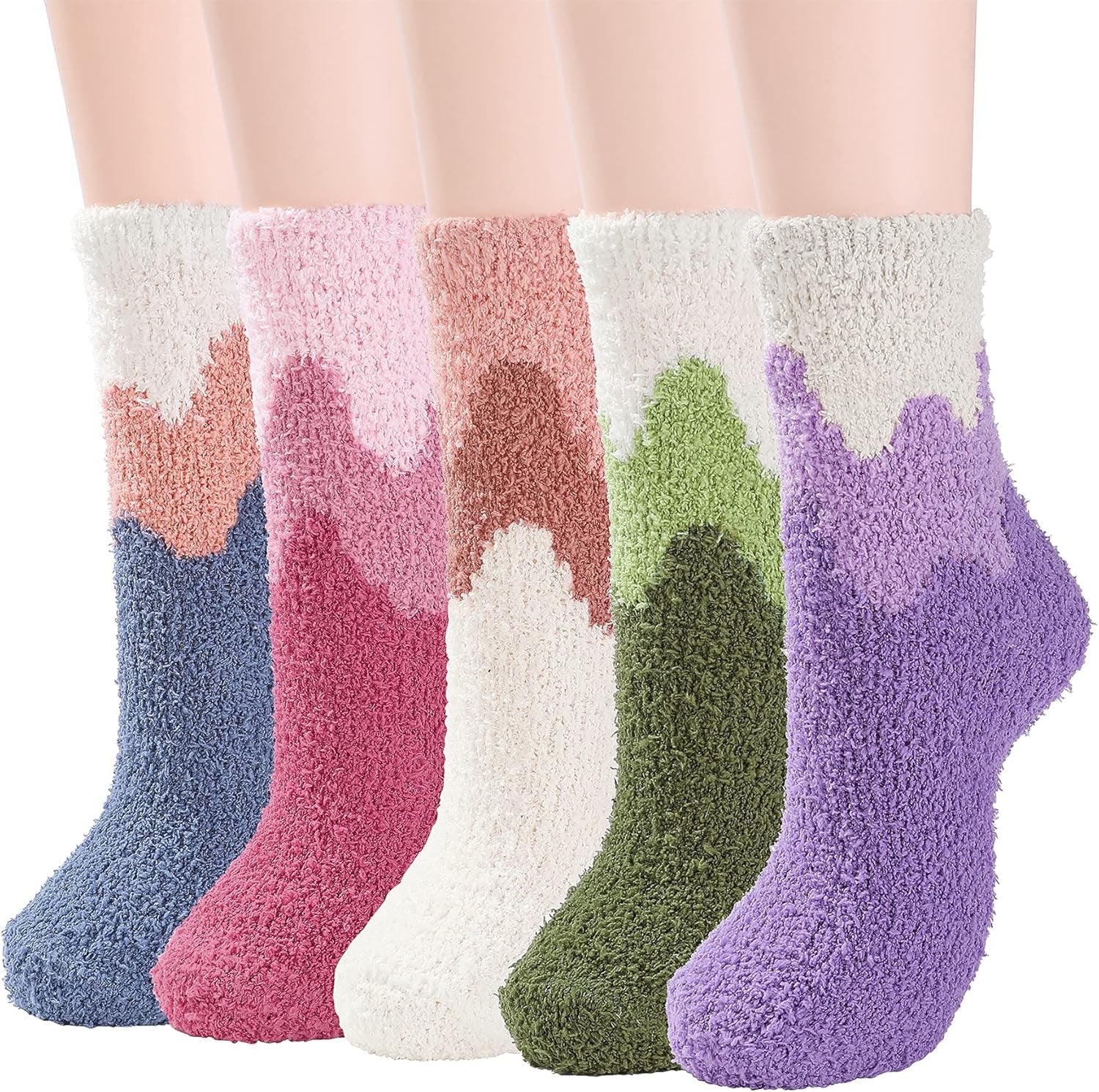 Zando Women'S Fuzzy Slipper Socks - Warm, Fluffy, Cozy Crew Socks for Winter