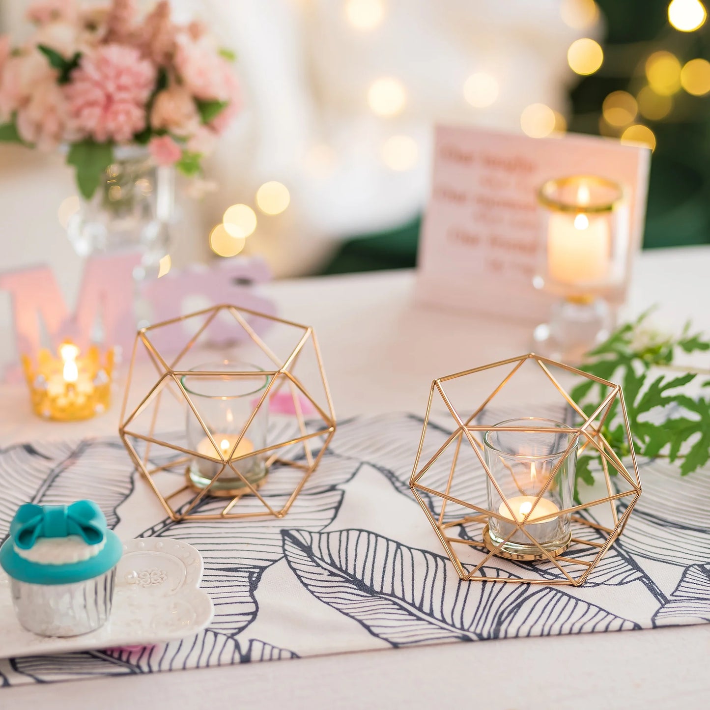 Geometric Candle Holder for Chrismas Thanksgiving Decor