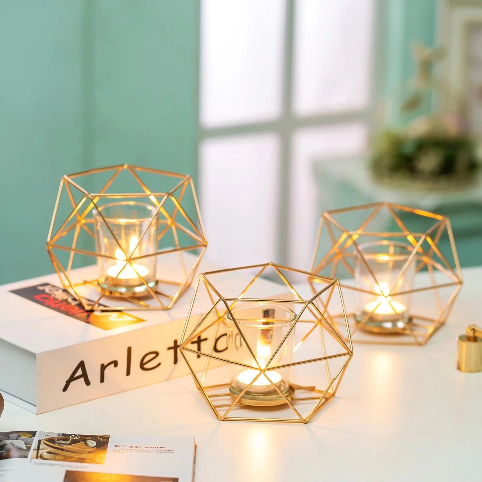 Geometric Candle Holder for Chrismas Thanksgiving Decor
