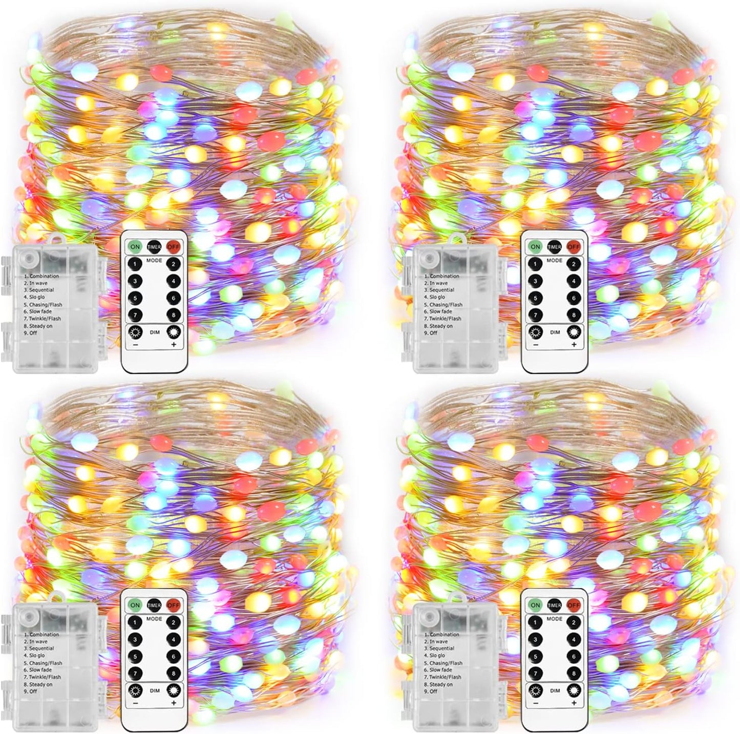 Homemory 4 Pack 20 Ft 60 LED Fairy Lights