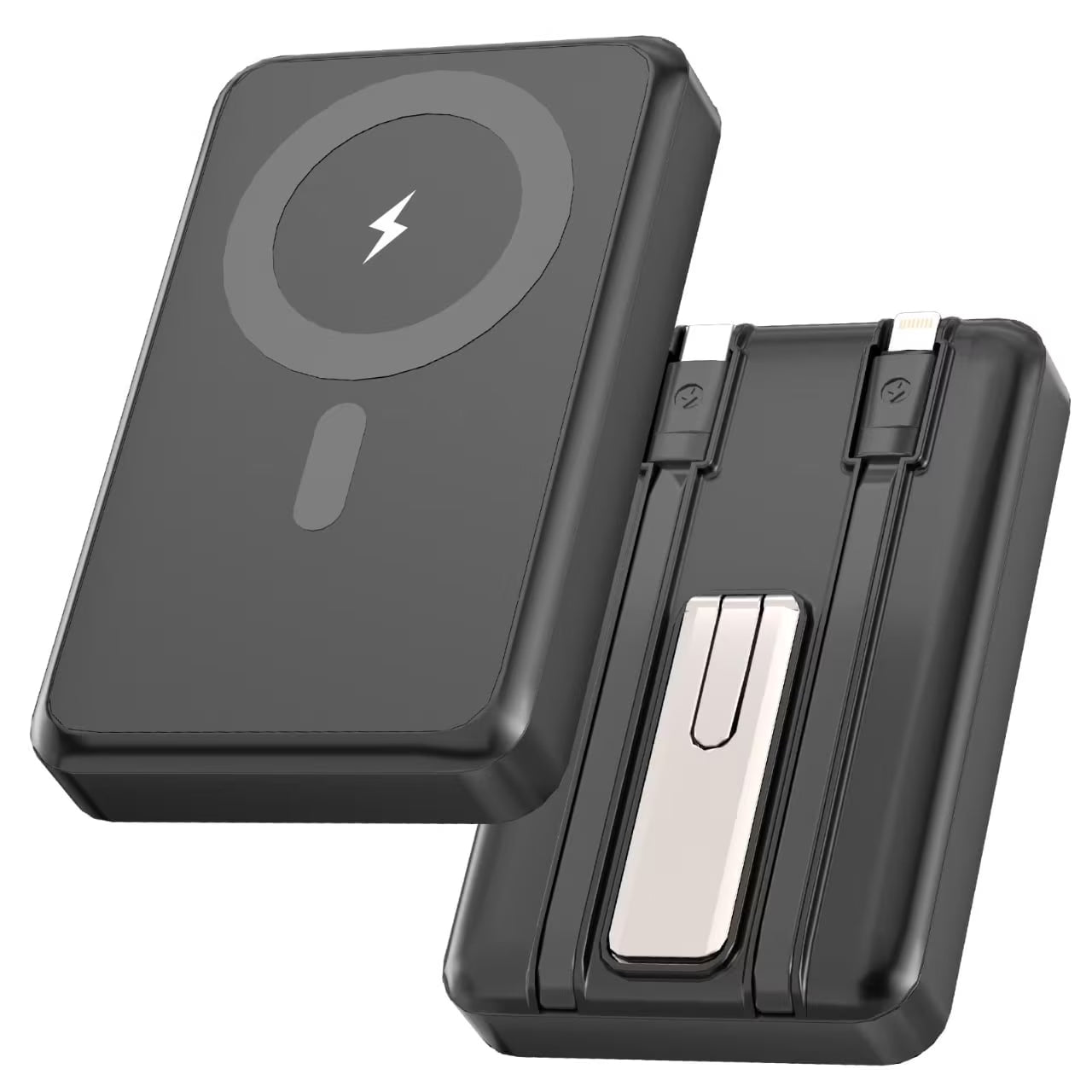 Magnetic Portable Charger, 10000Mah Magsafe Power Bank with Built in USB-C & Lighting Cable