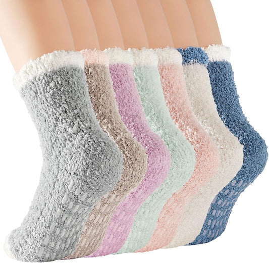 Zando Women'S Fuzzy Slipper Socks - Warm, Fluffy, Cozy Crew Socks for Winter