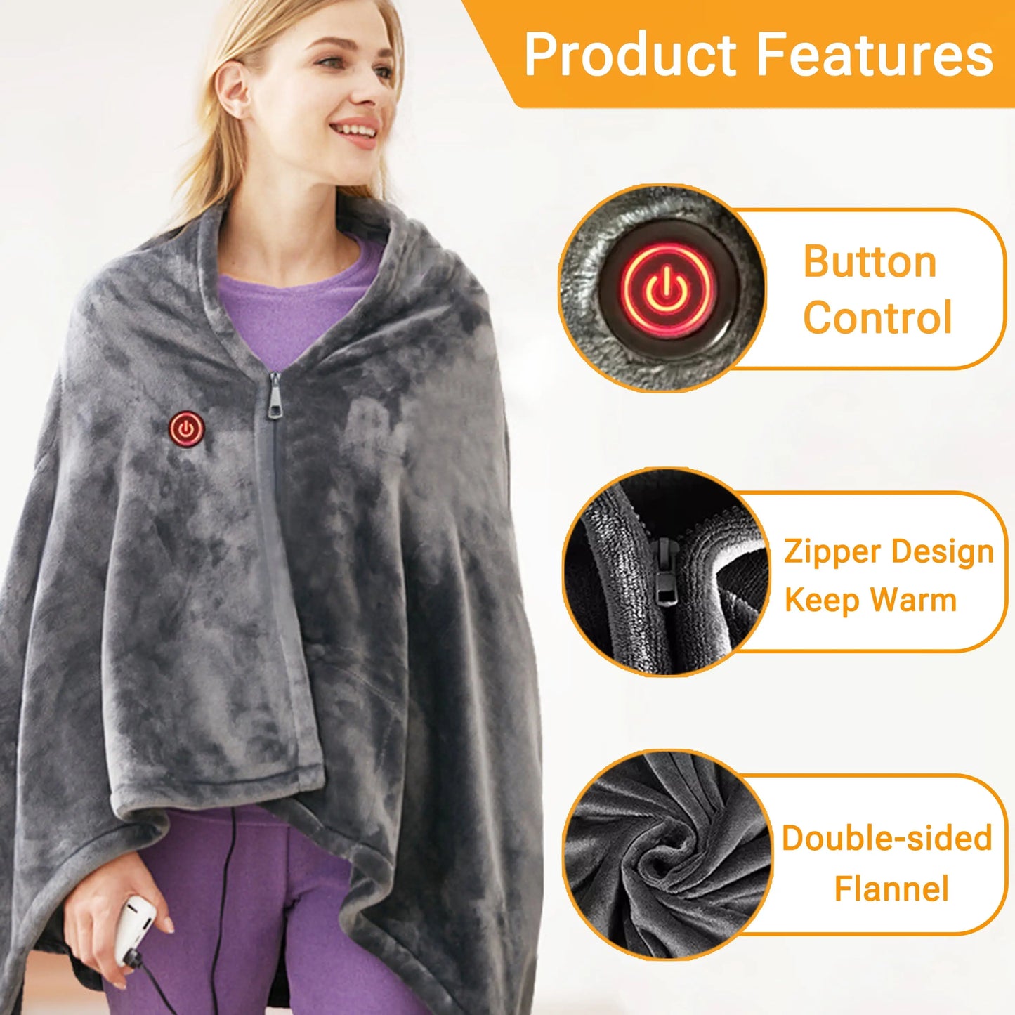 Electric Heated Blanket Portable USB Washable
