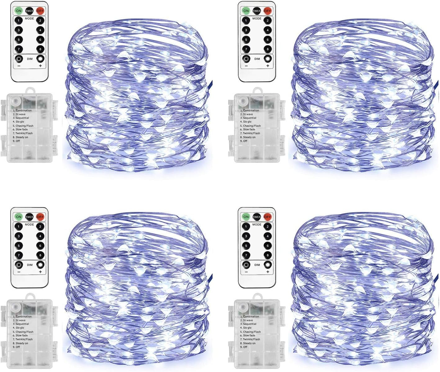 Homemory 4 Pack 20 Ft 60 LED Fairy Lights