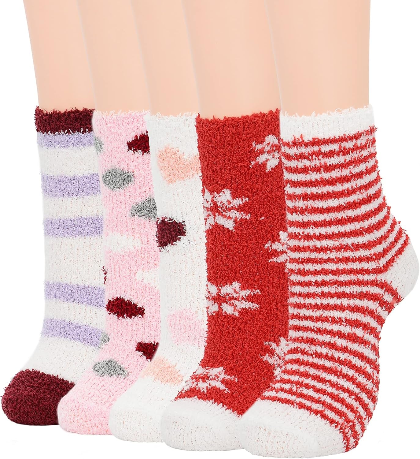 Zando Women'S Fuzzy Slipper Socks - Warm, Fluffy, Cozy Crew Socks for Winter