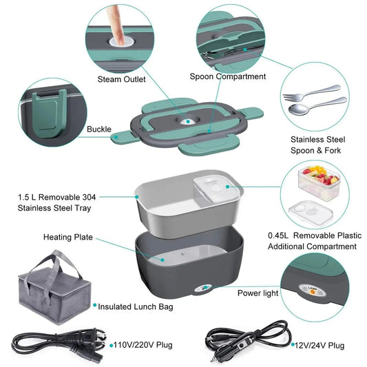 Electric Lunch Box for Car and Home,Portable Food Warmer